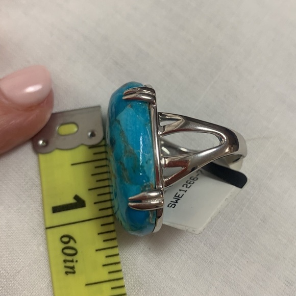 NWT JTV SW STYLE 30x22MM RECTANGULAR CUSHION TURQUOISE STERLING SILVER RING - Picture 7 of 8